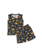 Kids Dark Blue Dino Builder Printed Lounge Wear