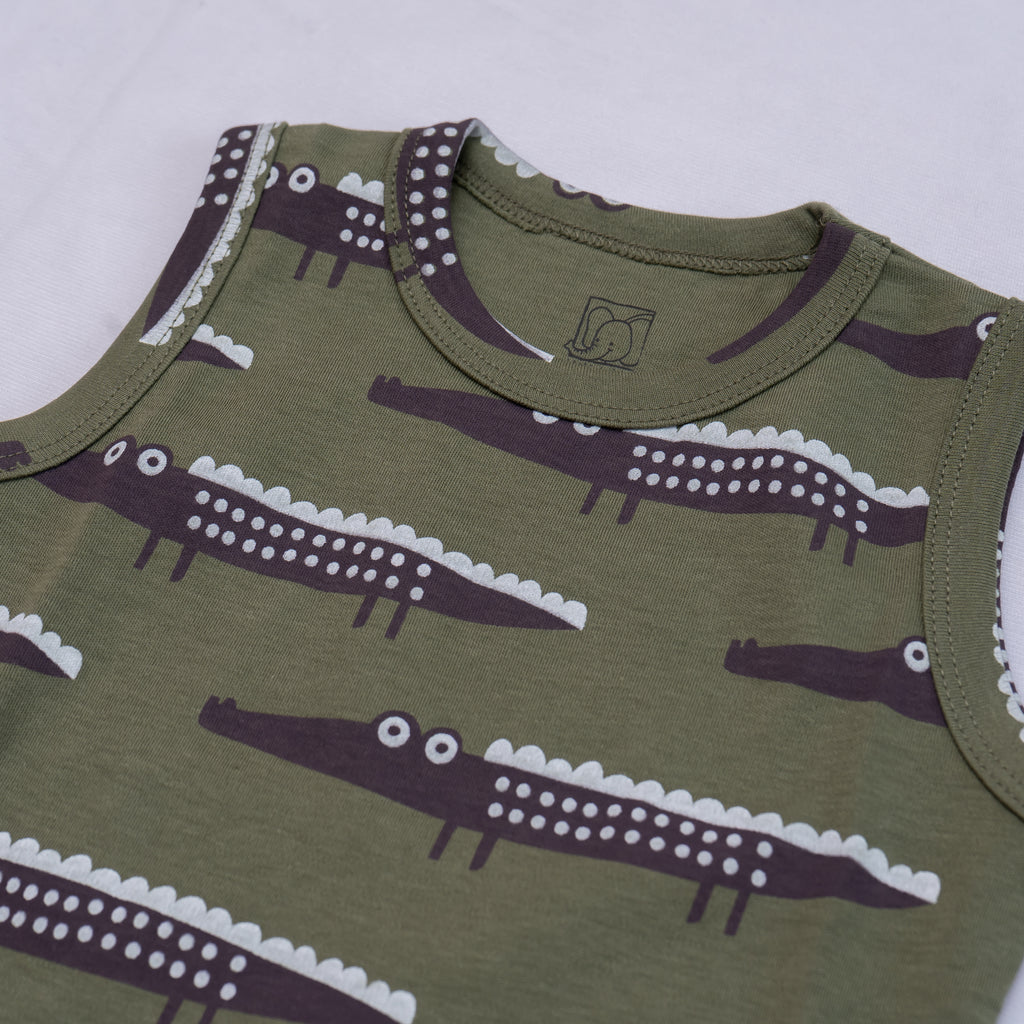 Kids Green Crocodile Printed Lounge Wear