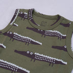 Kids Green Crocodile Printed Lounge Wear