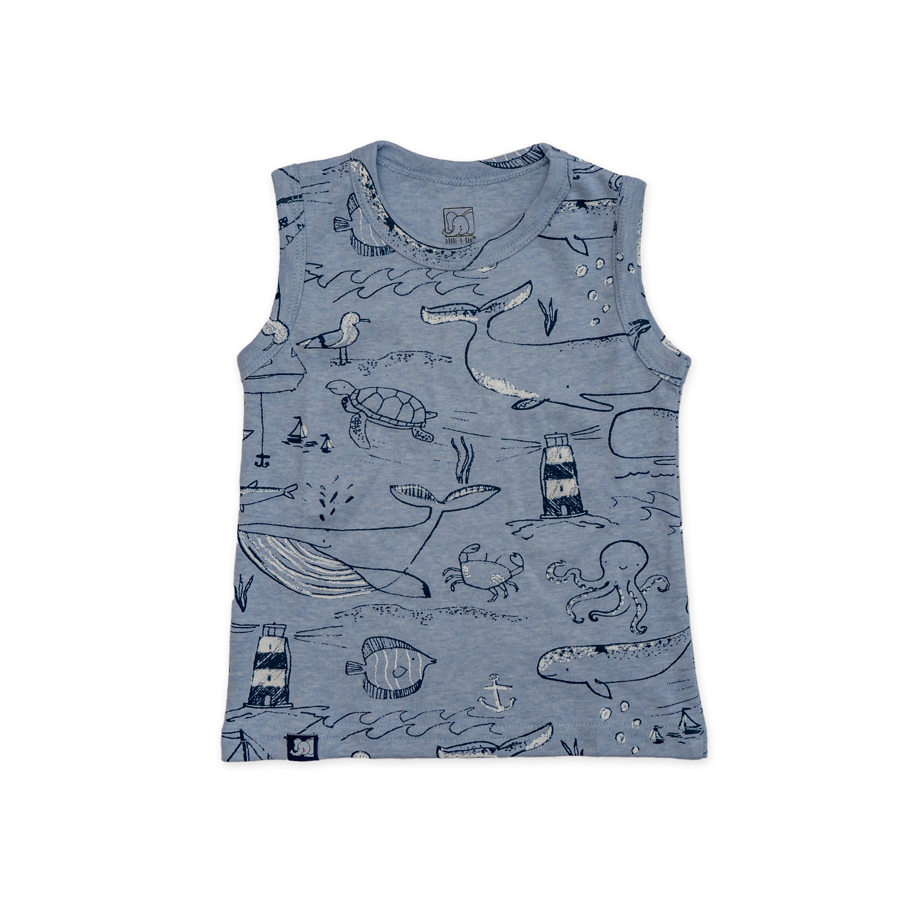 Kids Grey Ocean Fun Printed Lounge Wear