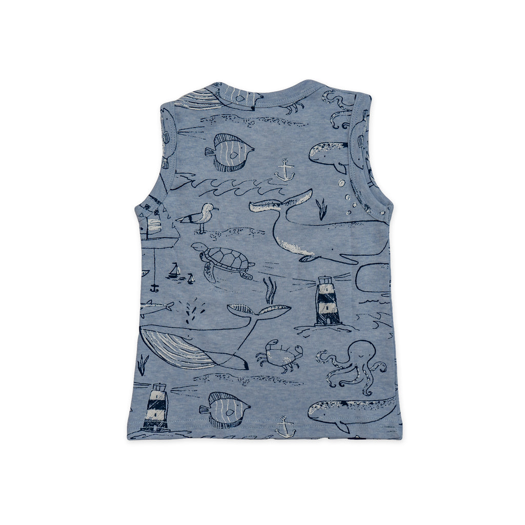 Kids Grey Ocean Fun Printed Lounge Wear
