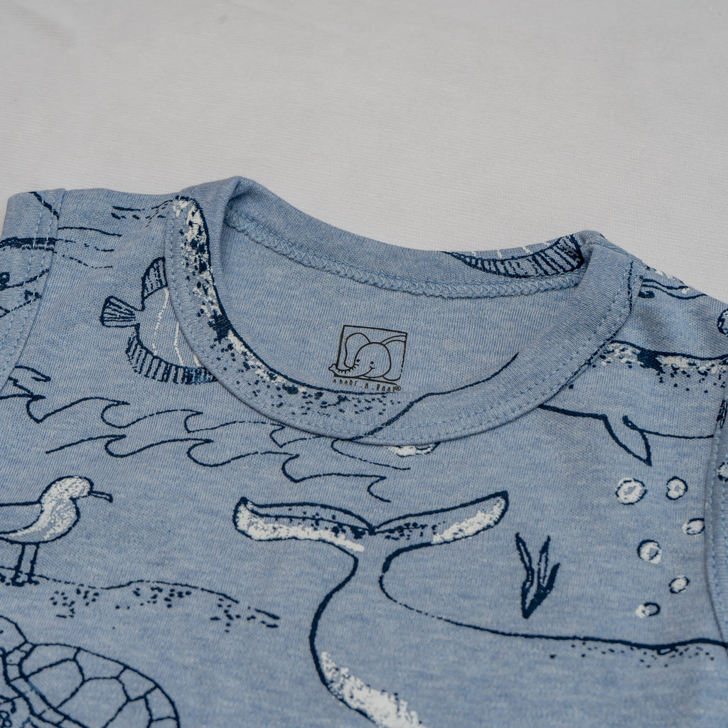 Kids Grey Ocean Fun Printed Lounge Wear