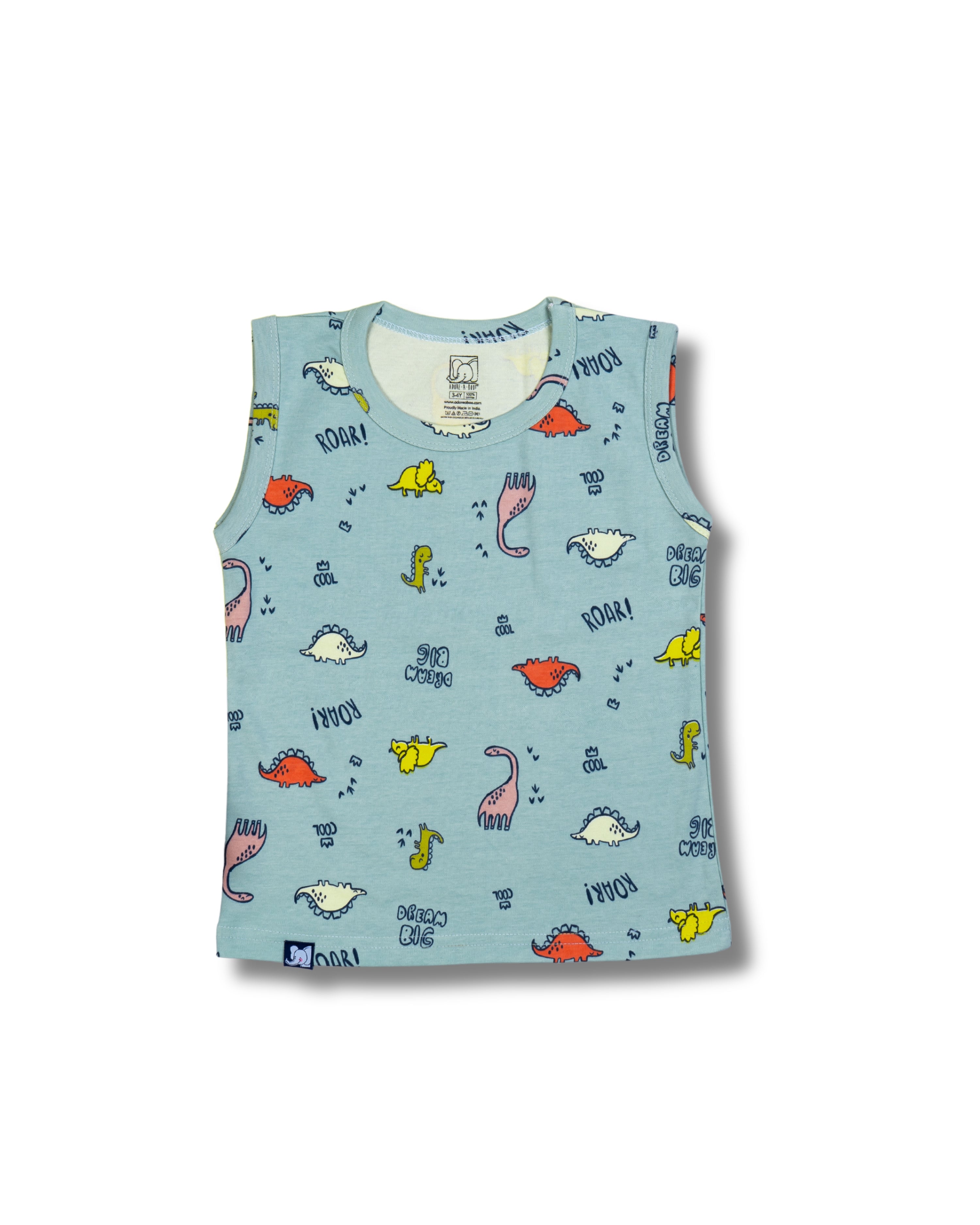 Kids Light Blue Dino Printed Lounge Wear