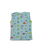 Kids Light Blue Dino Printed Lounge Wear