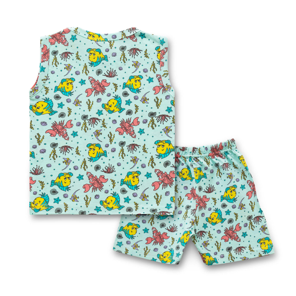 Kids Light Blue Sea World Printed Lounge Wear