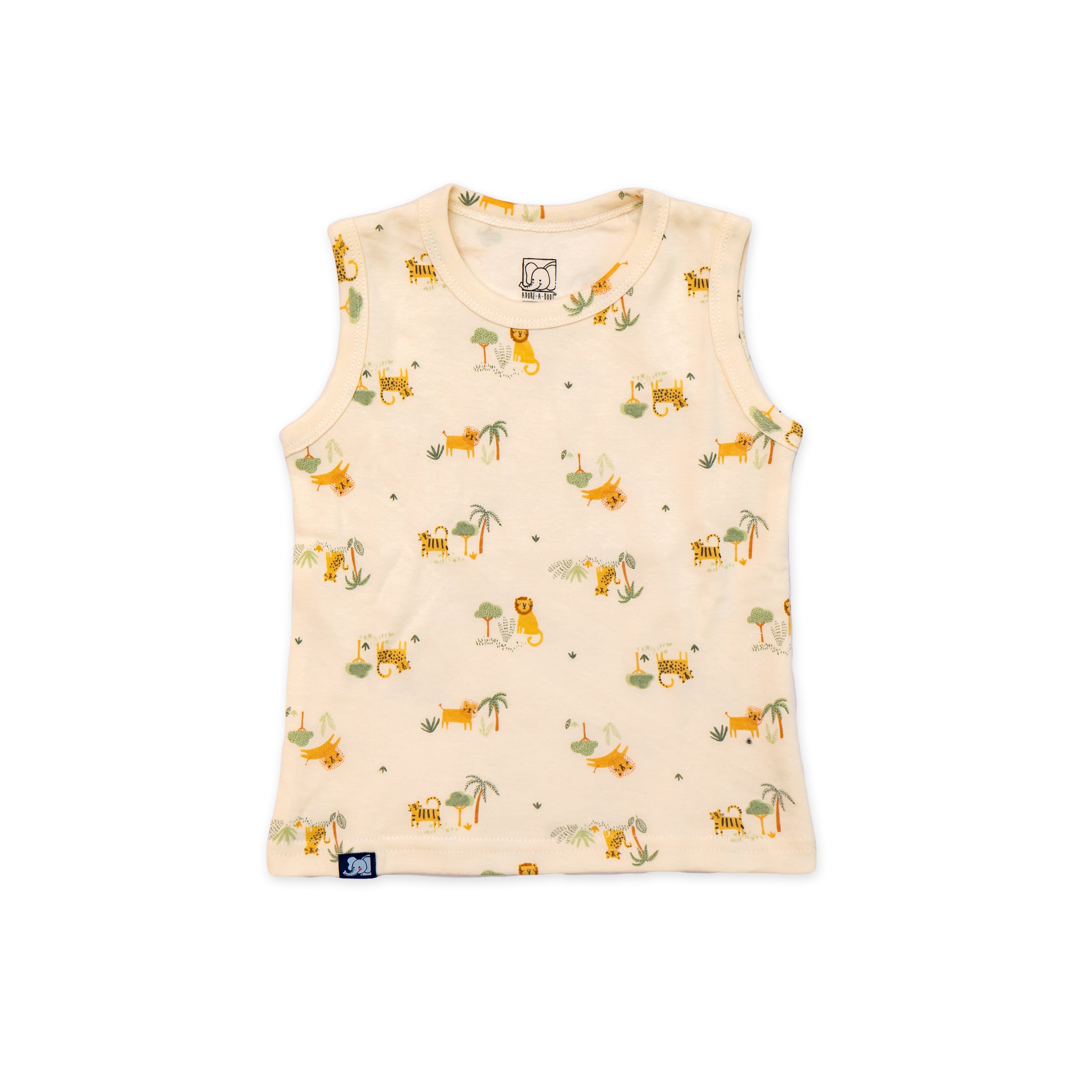 Kids Orange Wild Animal Printed Lounge Wear