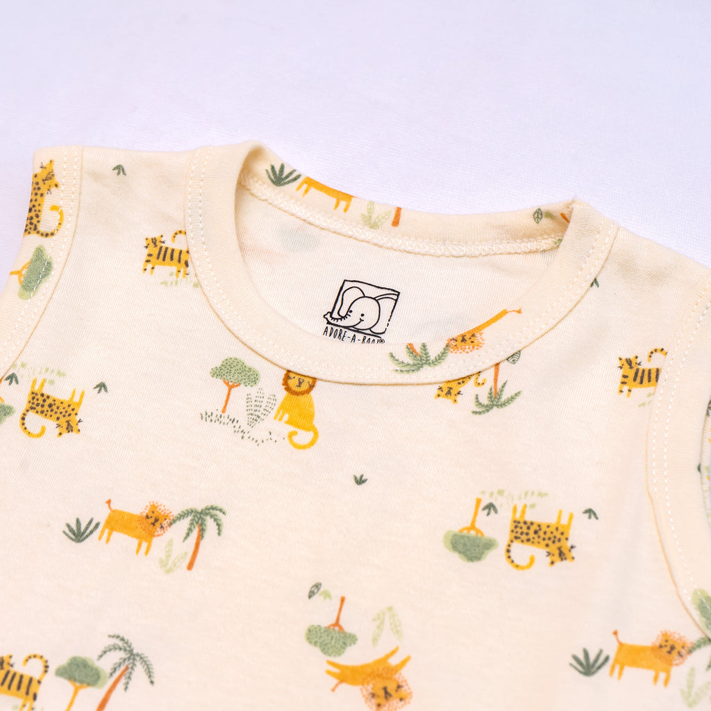 Kids Orange Wild Animal Printed Lounge Wear