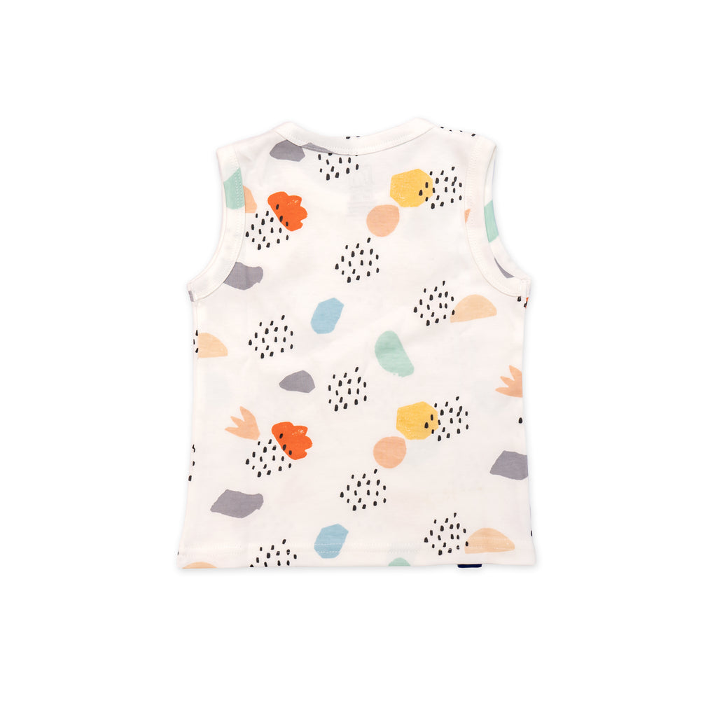 Kids White Dot Printed Lounge Wear