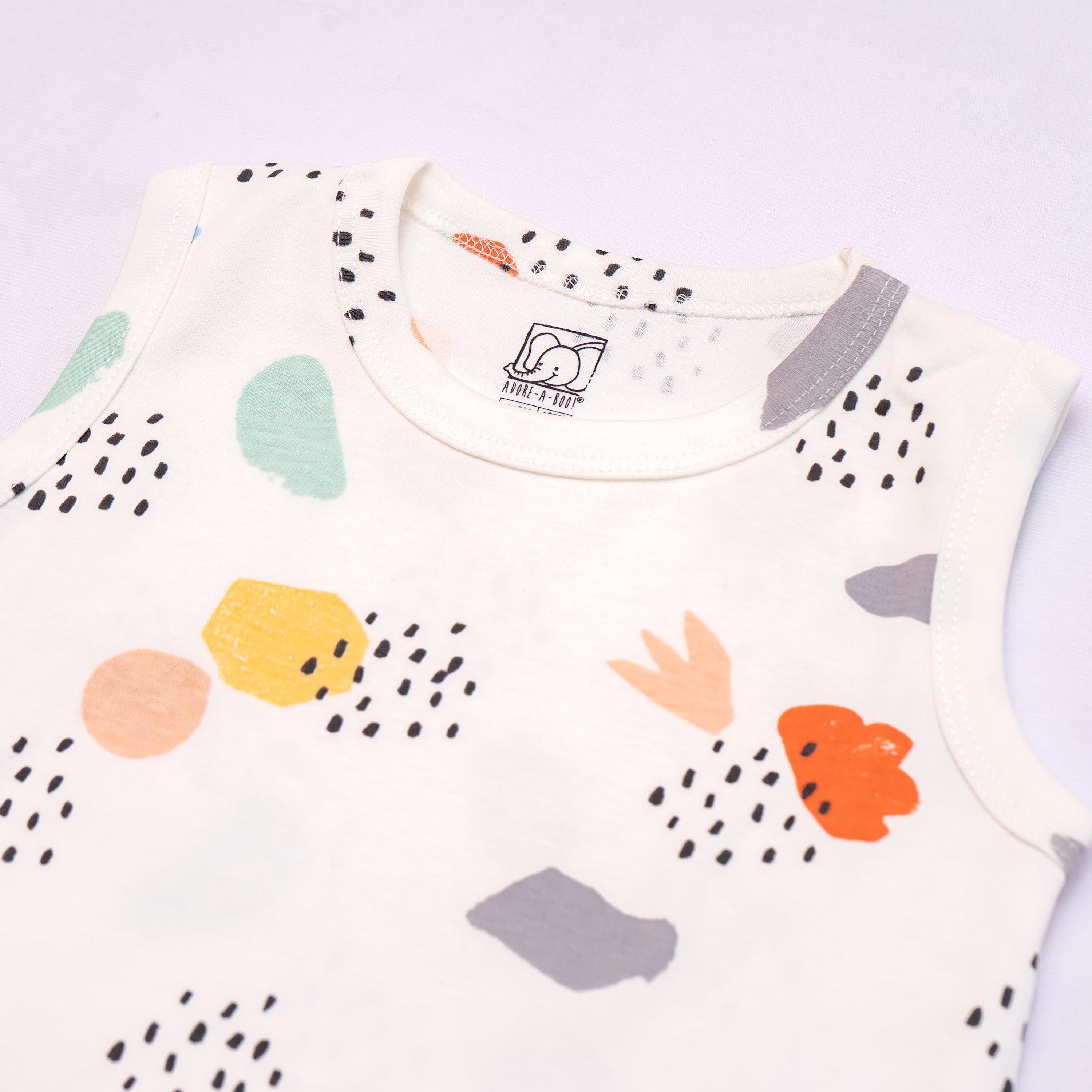 Kids White Dot Printed Lounge Wear