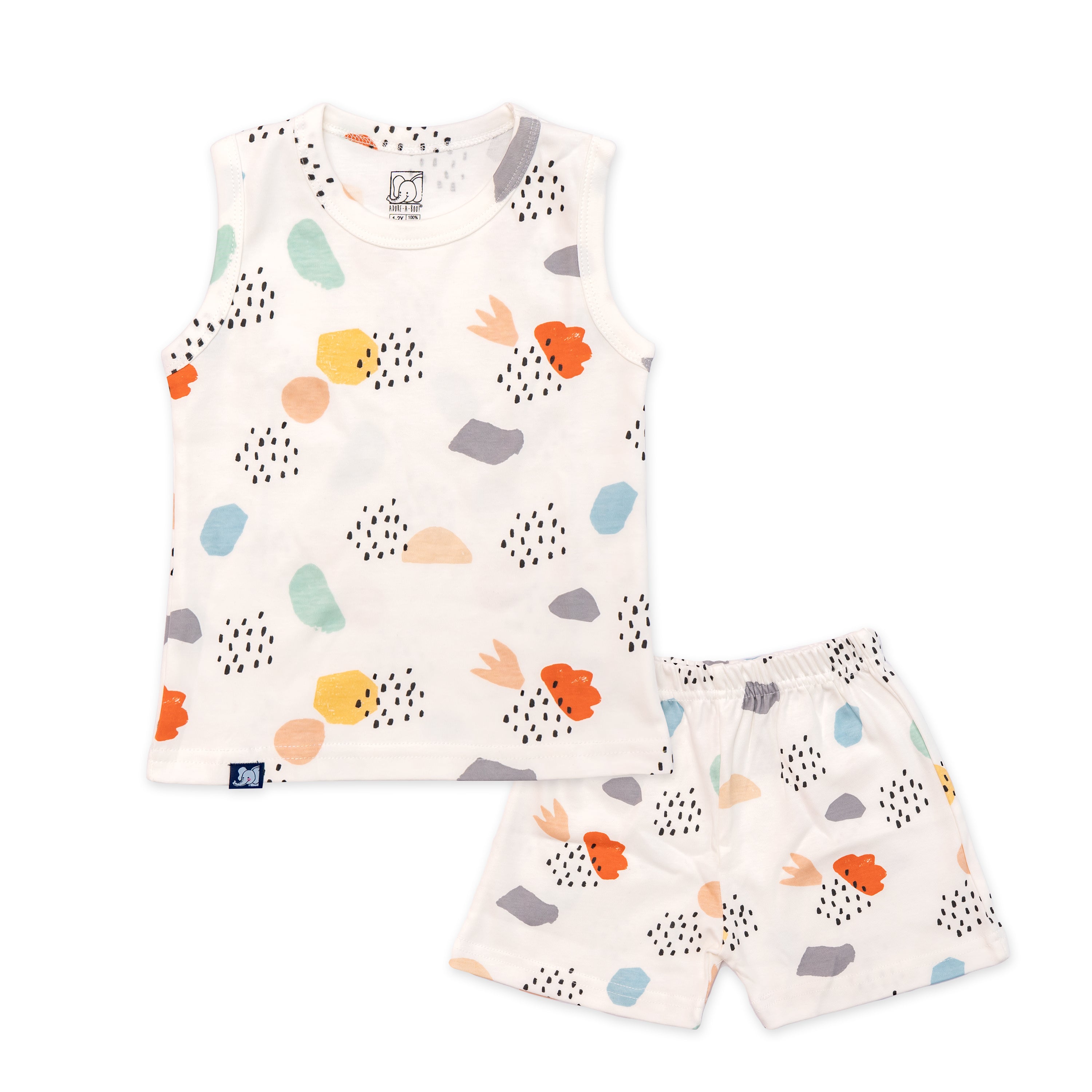 Kids White Dot Printed Lounge Wear