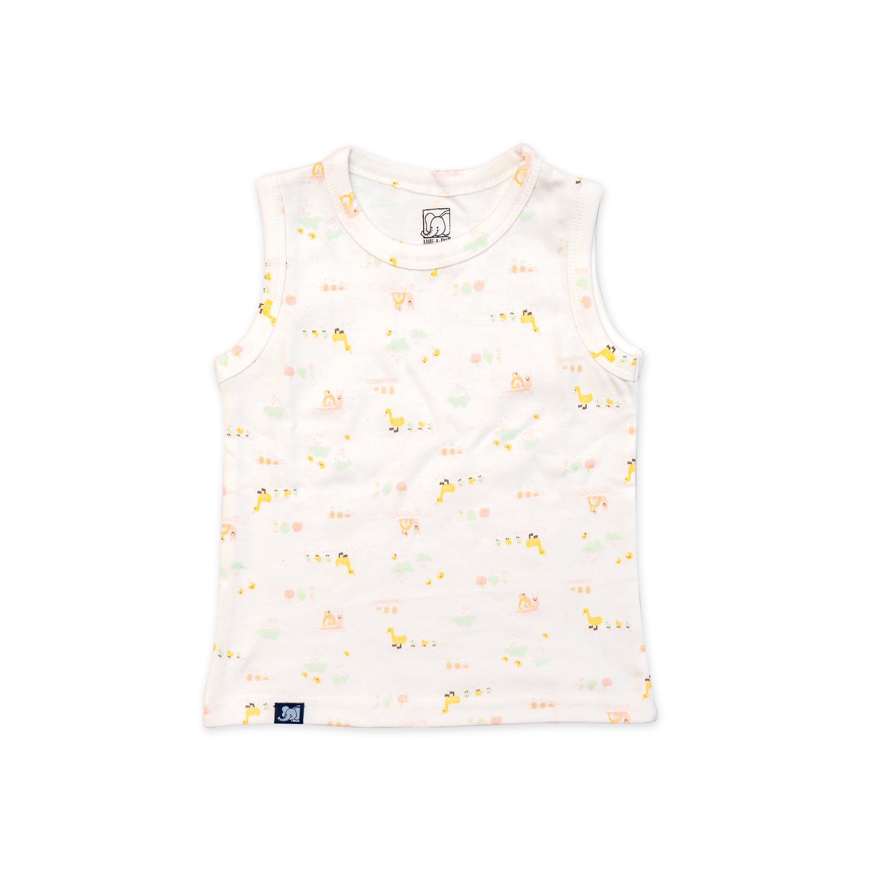 Kids White Duck Printed Lounge Wear