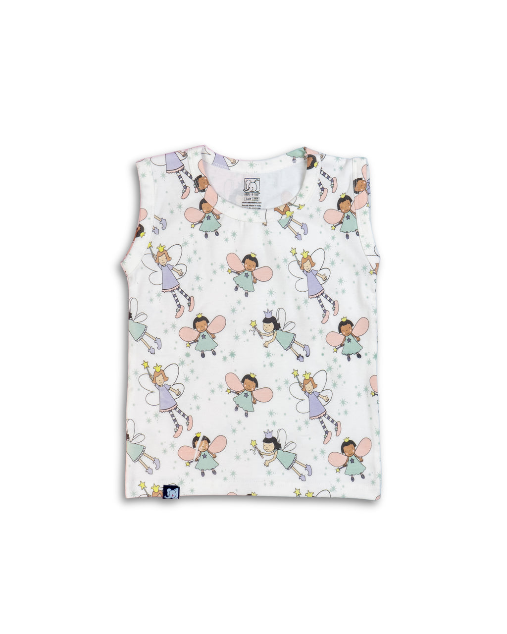 Kids White Fairy Printed Lounge Wear