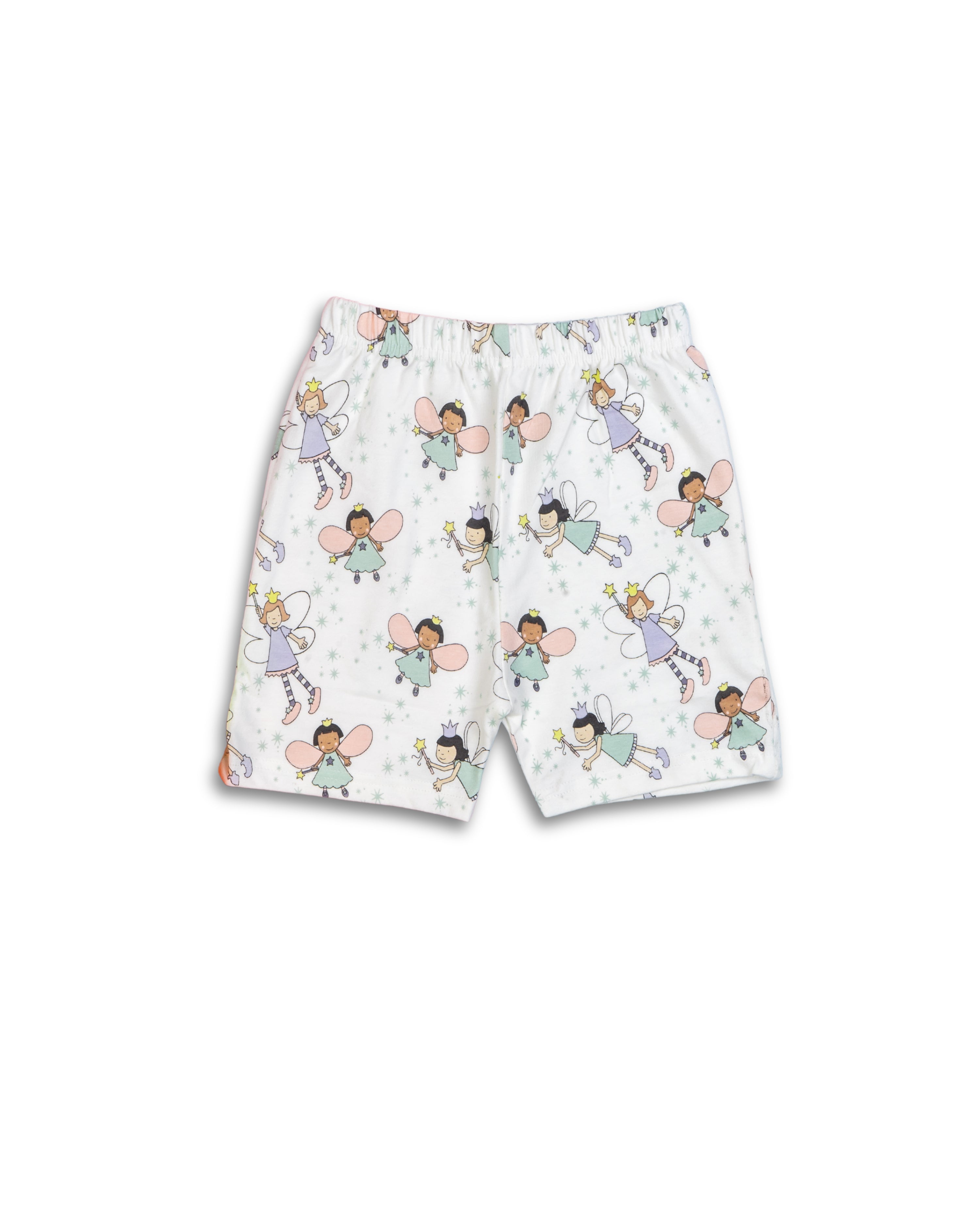 Kids White Fairy Printed Lounge Wear