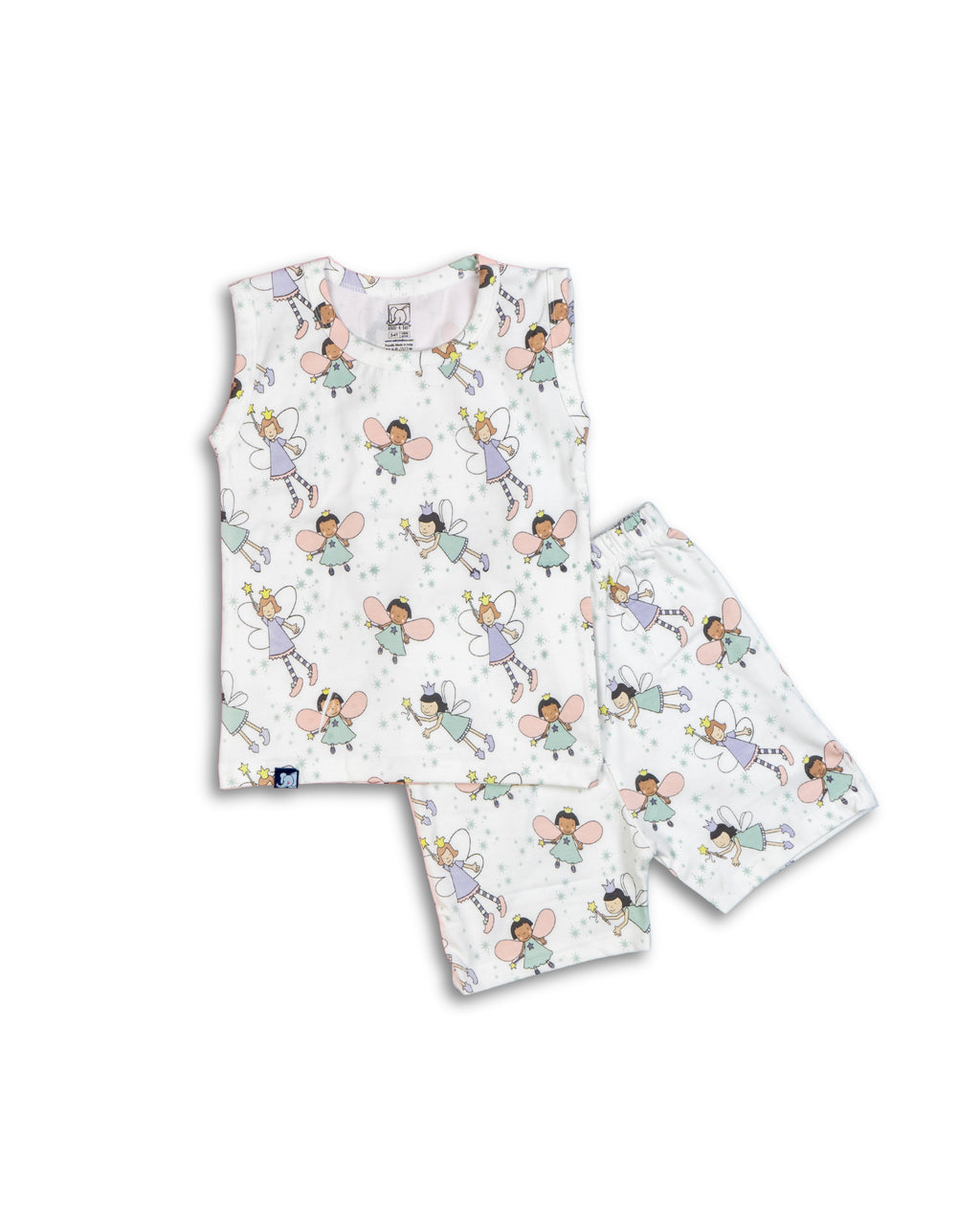 Kids White Fairy Printed Lounge Wear