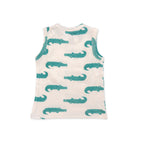 Kids White Green Dino Printed Lounge Wear