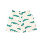 Kids White Green Dino Printed Lounge Wear