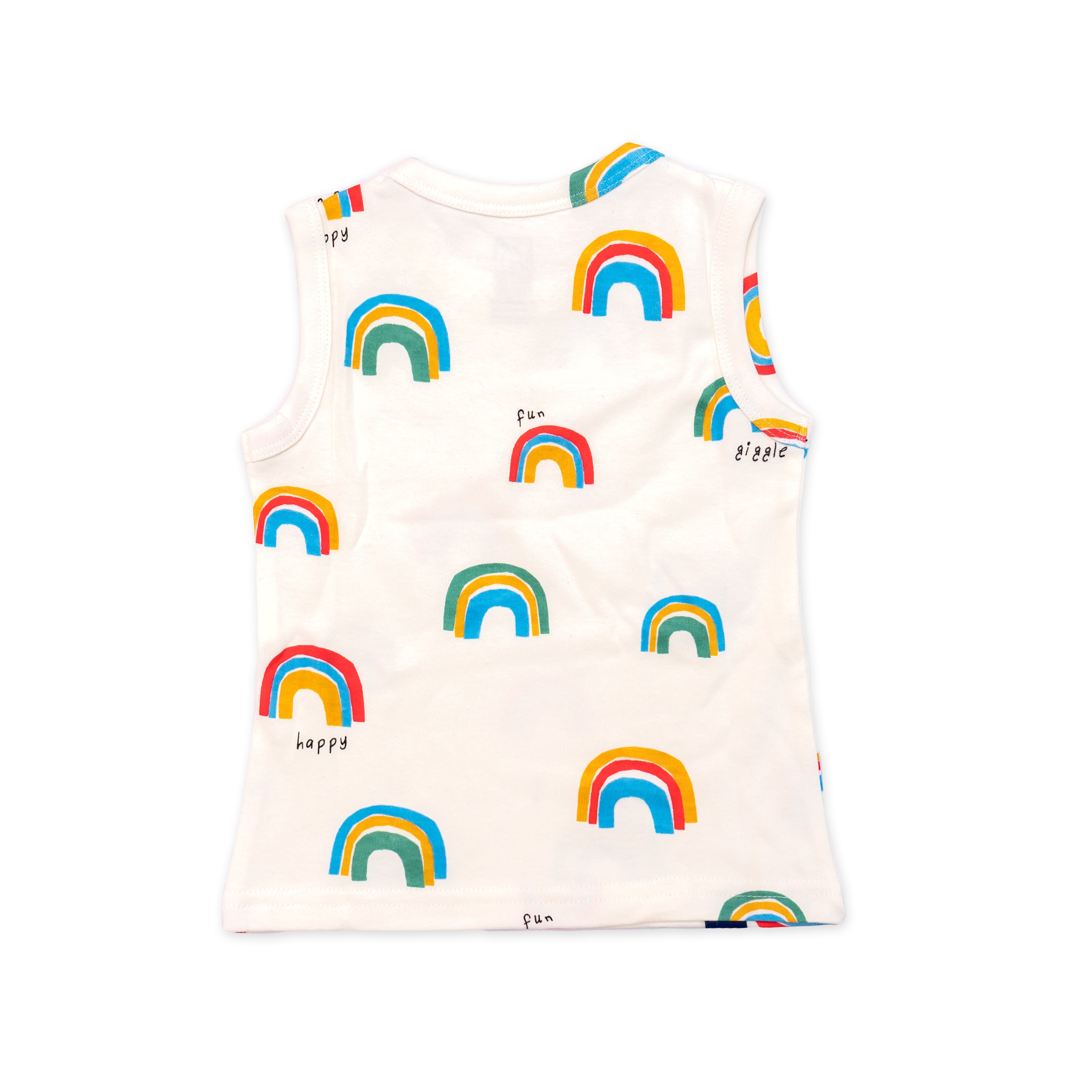 Kids White Rainbow Printed Lounge Wear