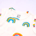 Kids White Rainbow Printed Lounge Wear