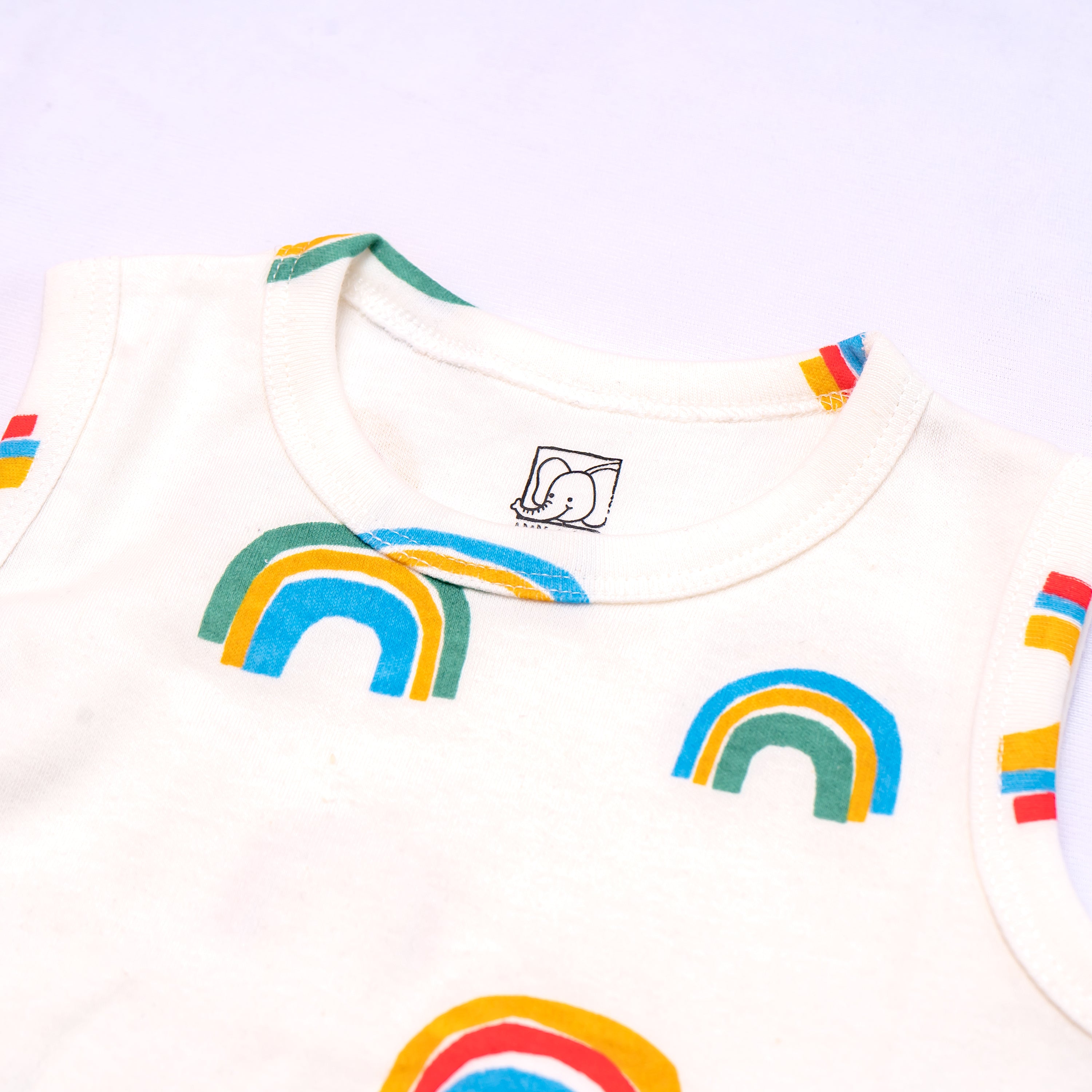 Kids White Rainbow Printed Lounge Wear