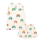 Kids White Rainbow Printed Lounge Wear