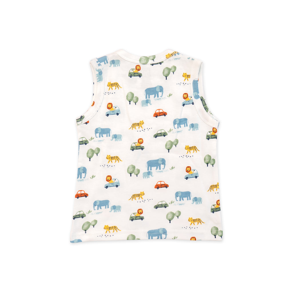 Kids White Vehicle Printed lounge Wear