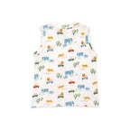 Kids White Vehicle Printed lounge Wear