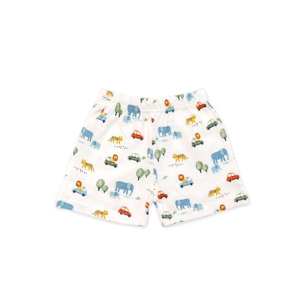Kids White Vehicle Printed lounge Wear