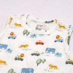 Kids White Vehicle Printed lounge Wear