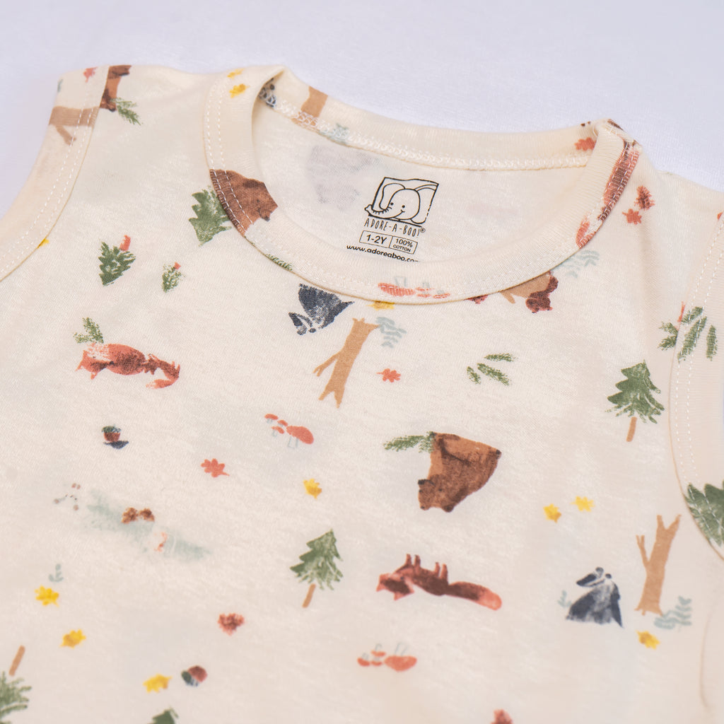 Kids Yellow Jungle Printed Lounge Wear
