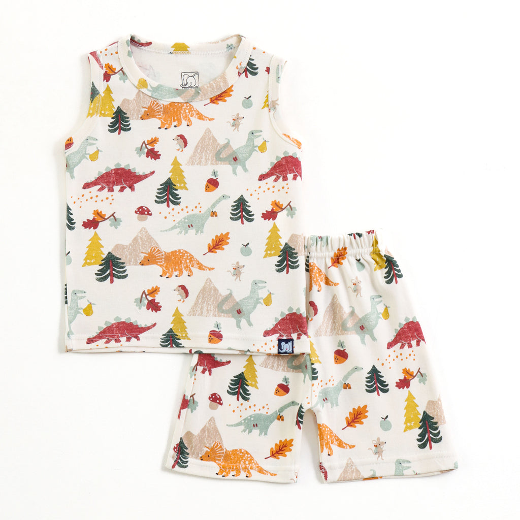 Kids Dino Adventure Roaming Cartoon Lounge Wear Set