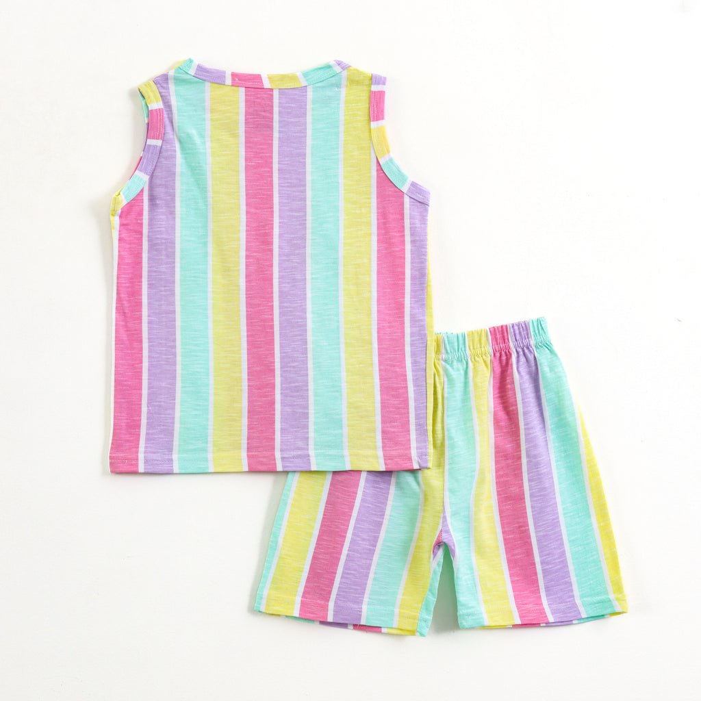 Kids Rainbow Stripe Fun Play Lounge Wear Set