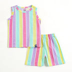 Kids Rainbow Stripe Fun Play Lounge Wear Set
