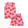 Kids Cute Red Apple Smile Cartoon Lounge Wear Set