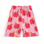 Kids Cute Red Apple Smile Cartoon Lounge Wear Set