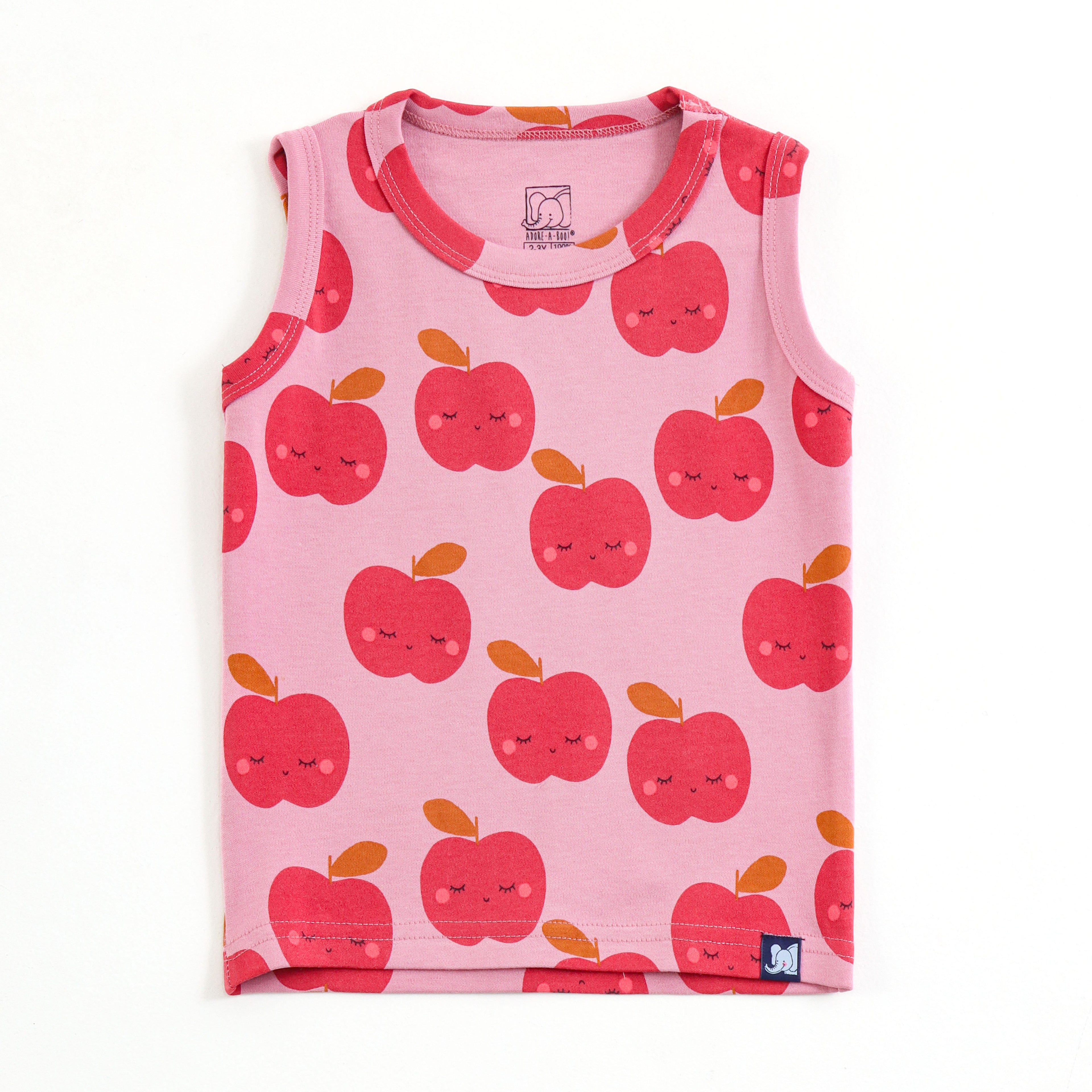 Kids Cute Red Apple Smile Cartoon Lounge Wear Set