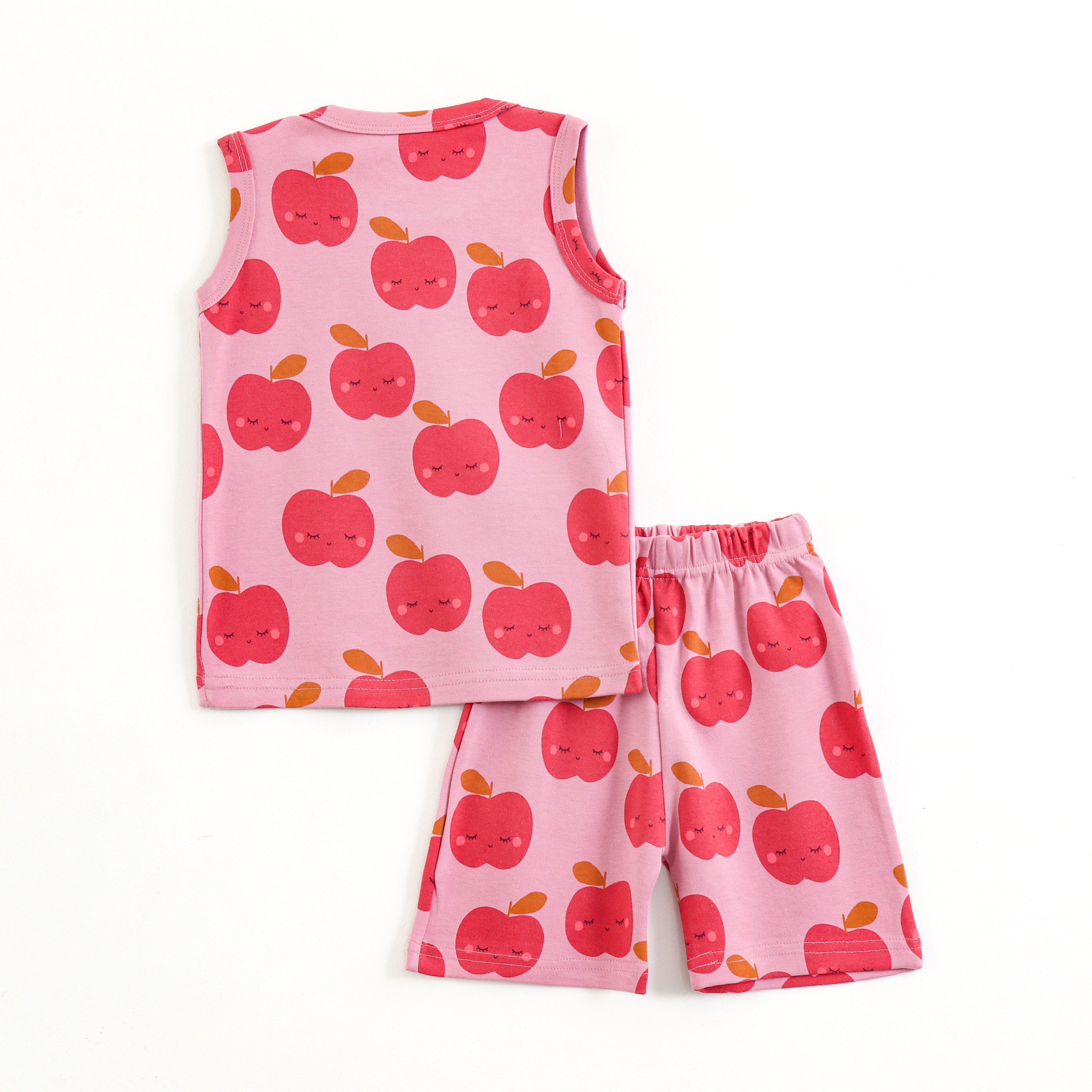 Kids Cute Red Apple Smile Cartoon Lounge Wear Set