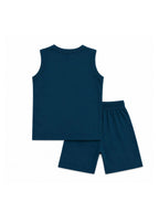 Kids Navy Blue Tiny Astronaut Print Sleeveless Lounge Wear