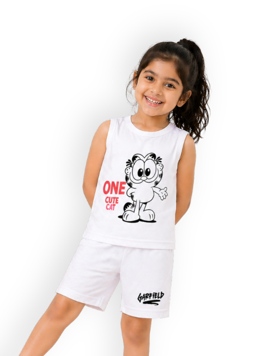 Garfield Cute Standing Action One Cute Cat Kids Lounge Wear