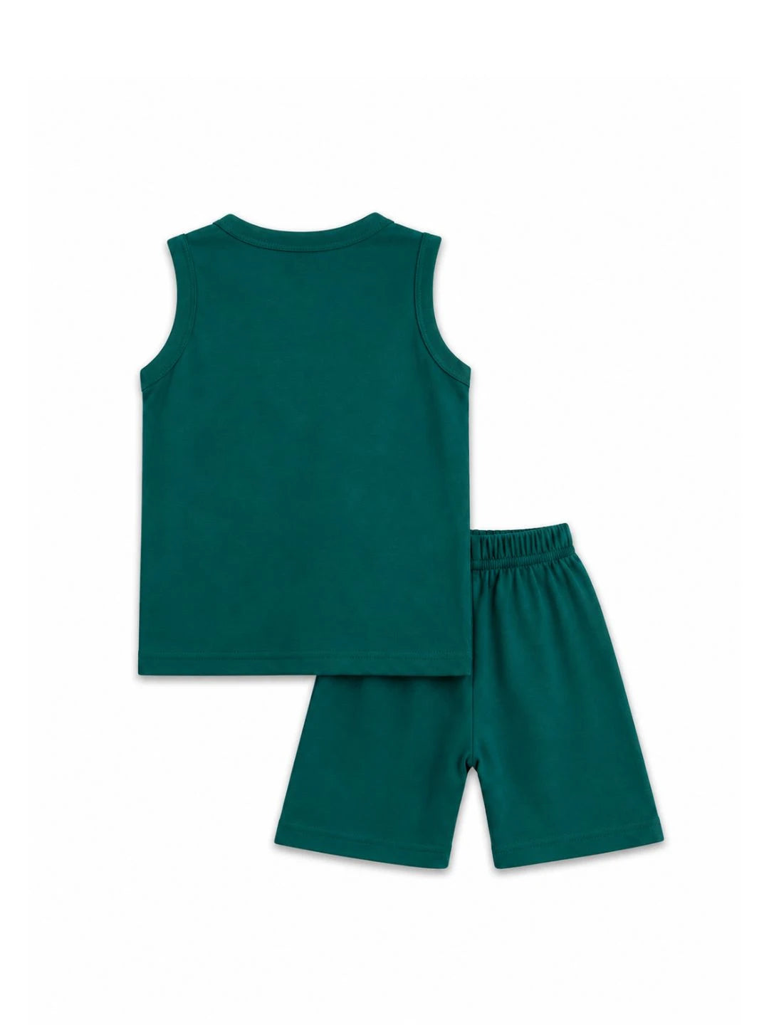 Kids Teal Green Puppy Print Sleeveless Lounge Wear