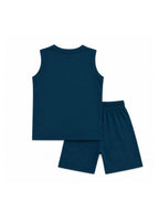 Kids Navy Blue Space Explorer Print Sleeveless Lounge Wear