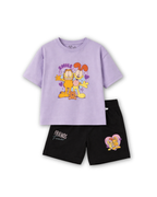 Lavender “Smile Friends Forever” Garfield Kids T- Shirt and Shorts Set