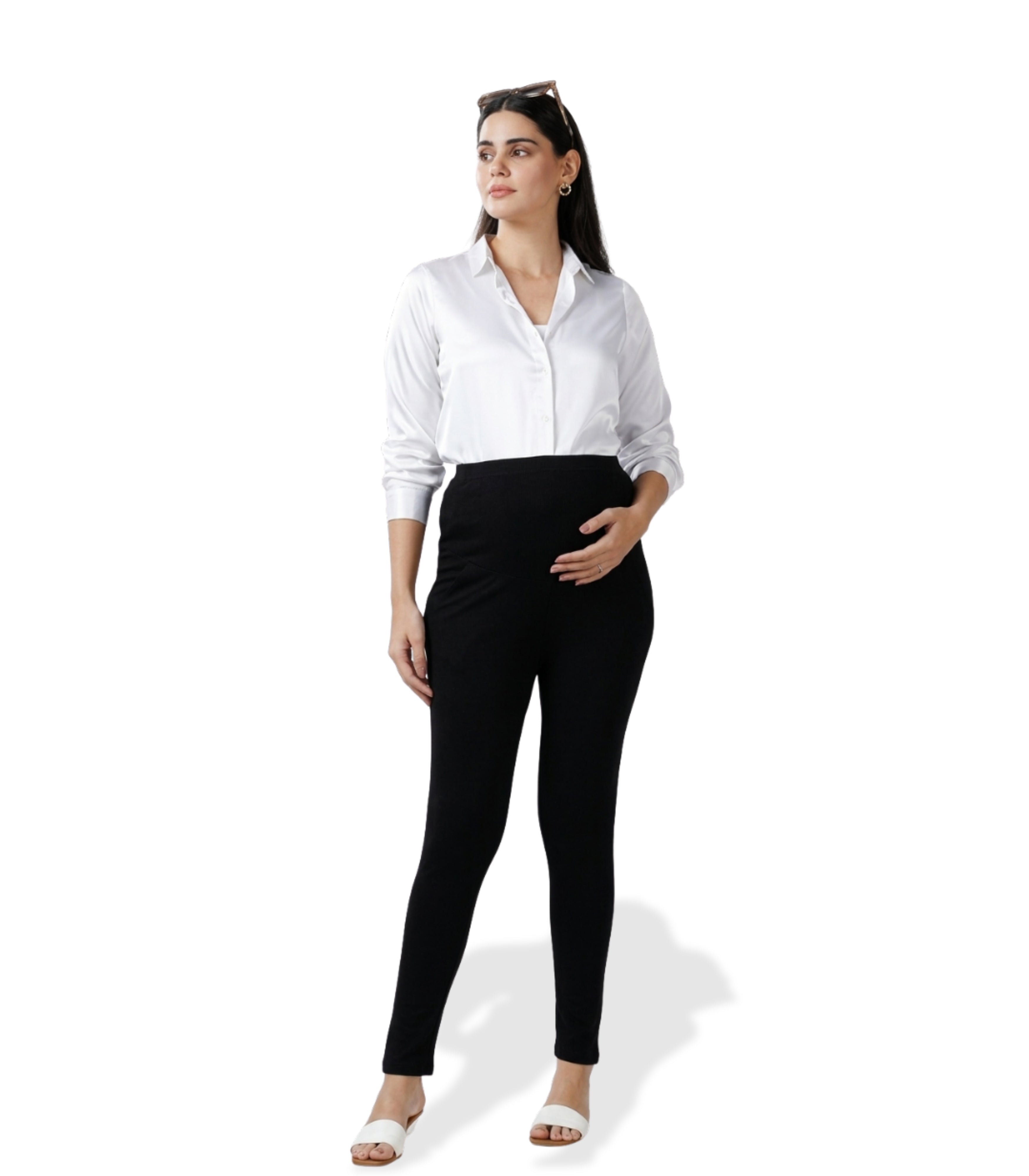 Black Over Belly Maternity Leggings with Pocket – Soft Stretch