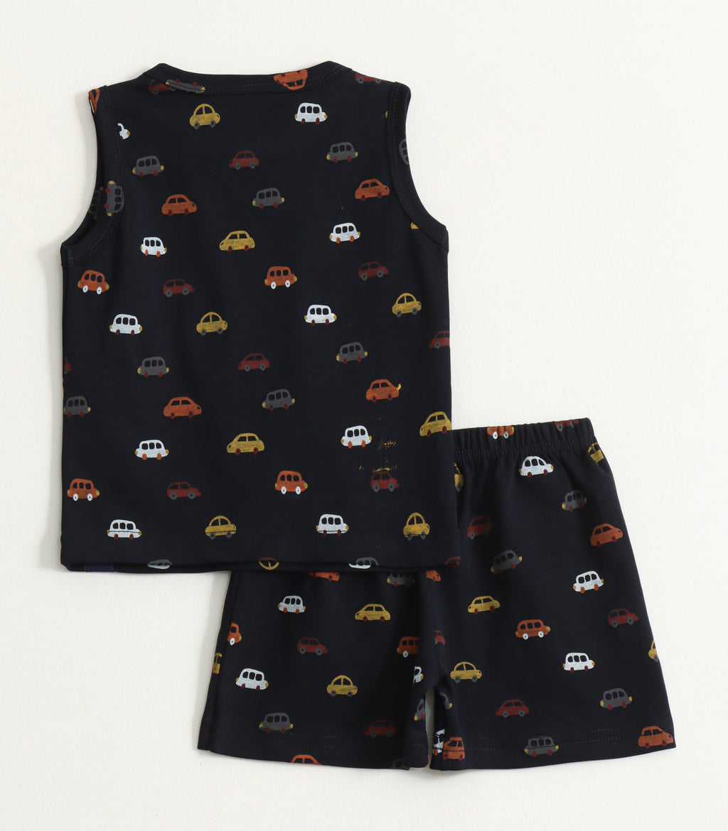 Mini Cars Print Lounge Wear Set