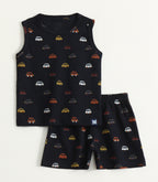 Mini Cars Print Lounge Wear Set