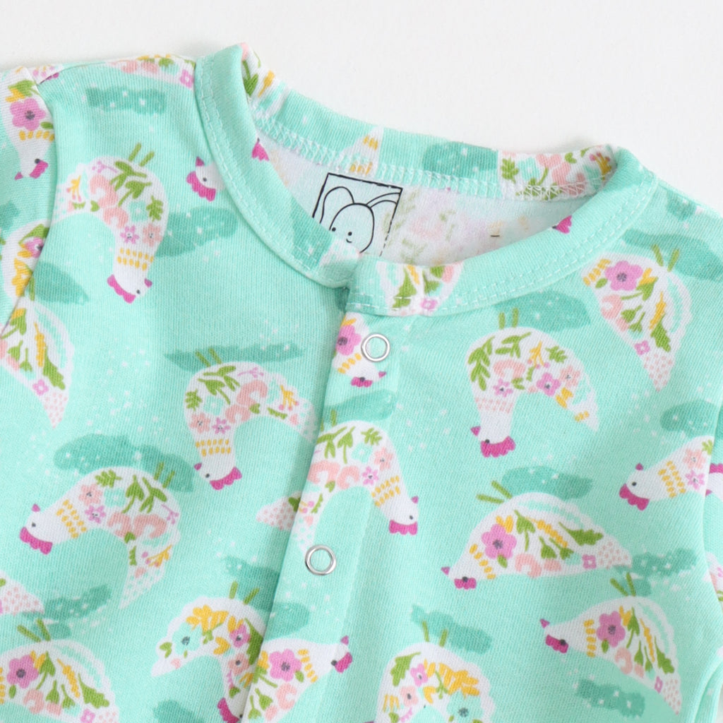Mint Green Floral Hen Print Kids Co-ord Set