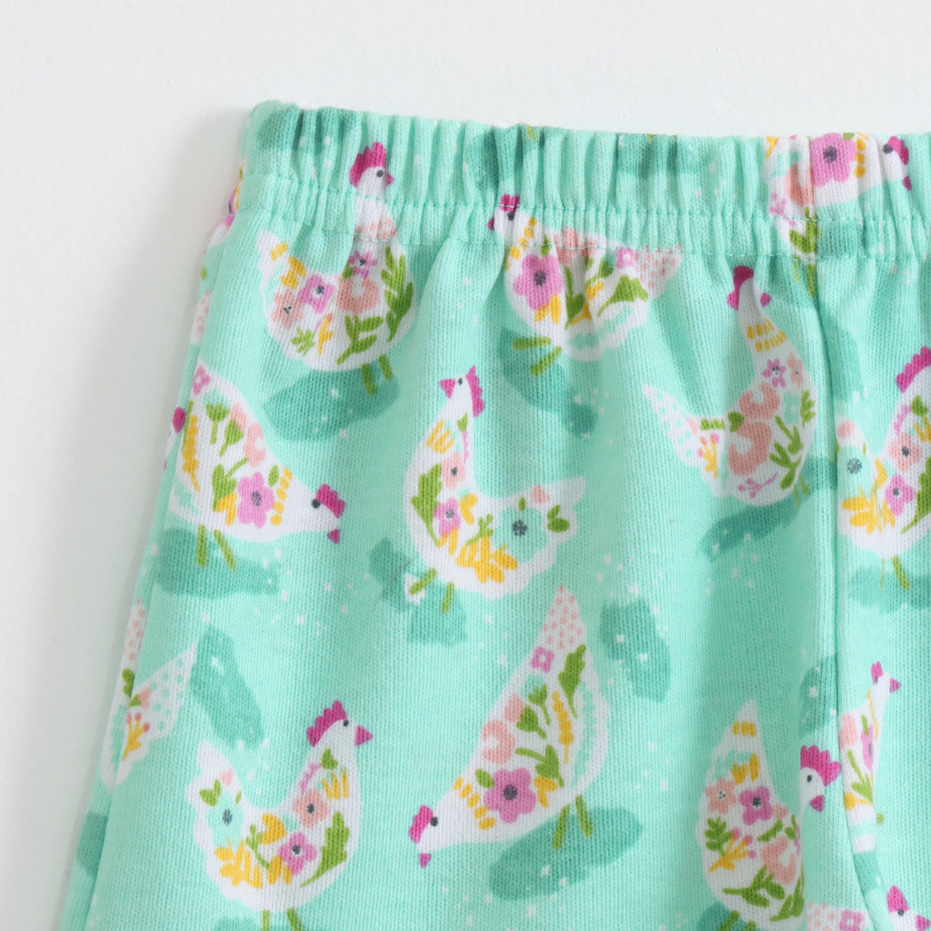 Mint Green Floral Hen Print Kids Co-ord Set