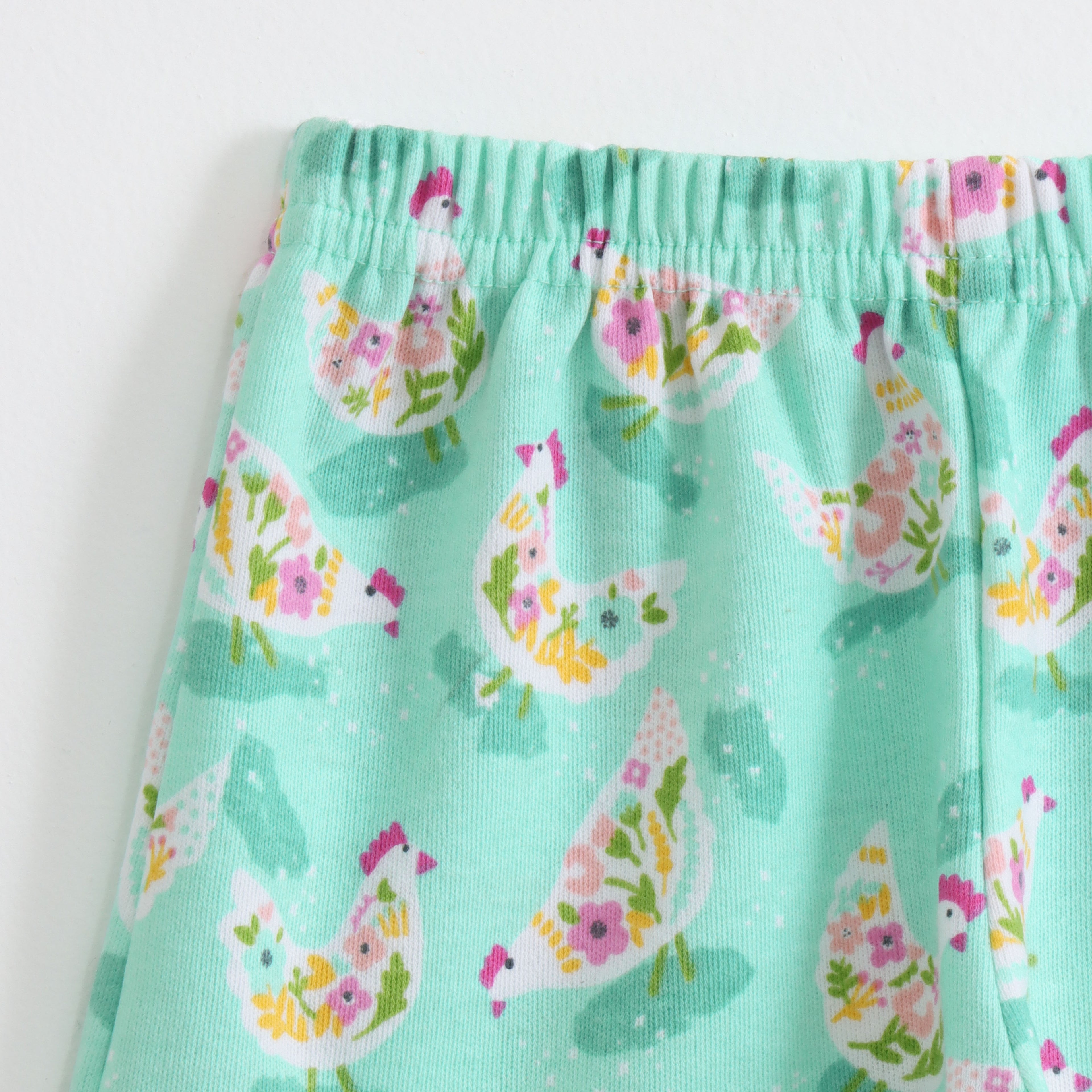 Mint Green Floral Hen Print Kids Co-ord Set