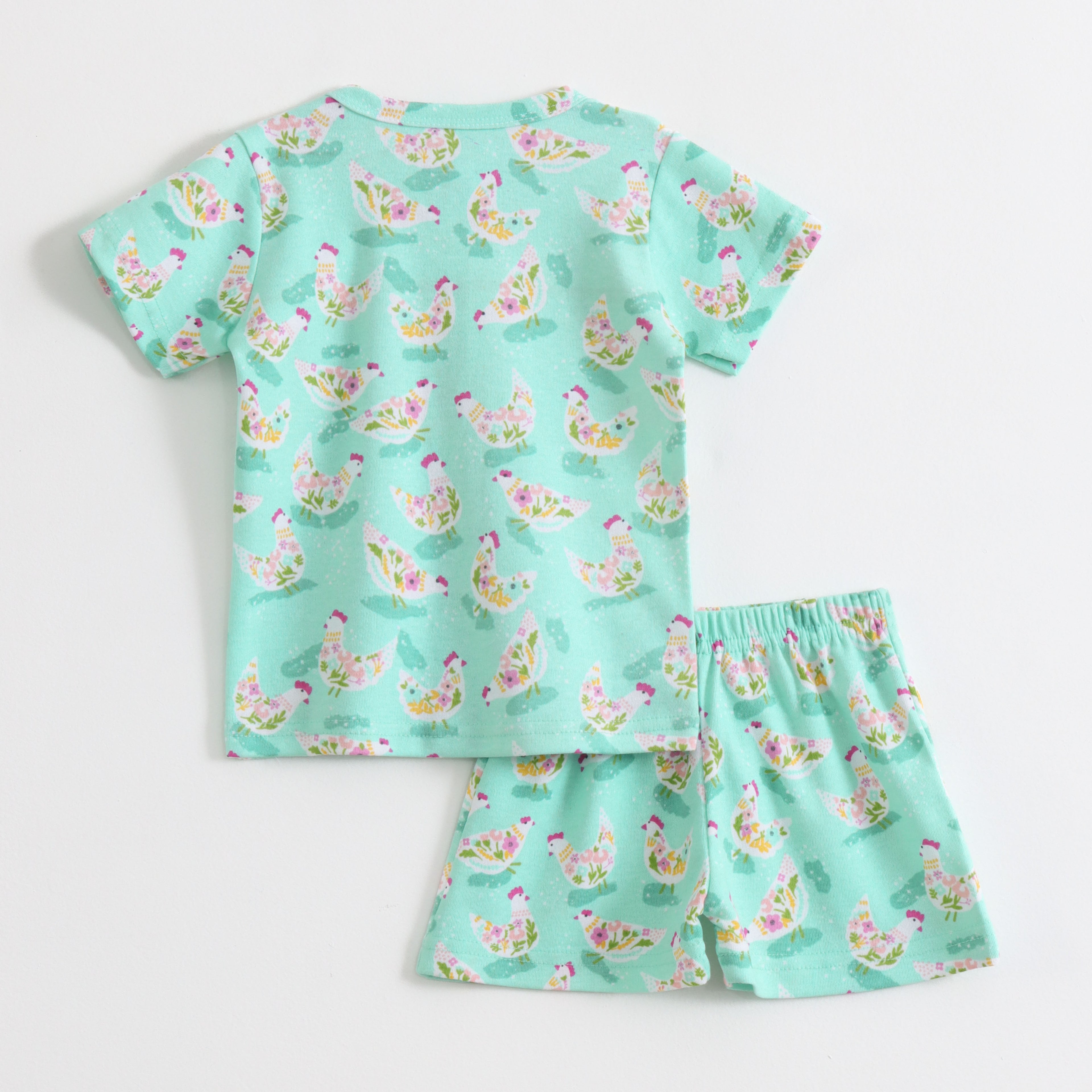 Mint Green Floral Hen Print Kids Co-ord Set