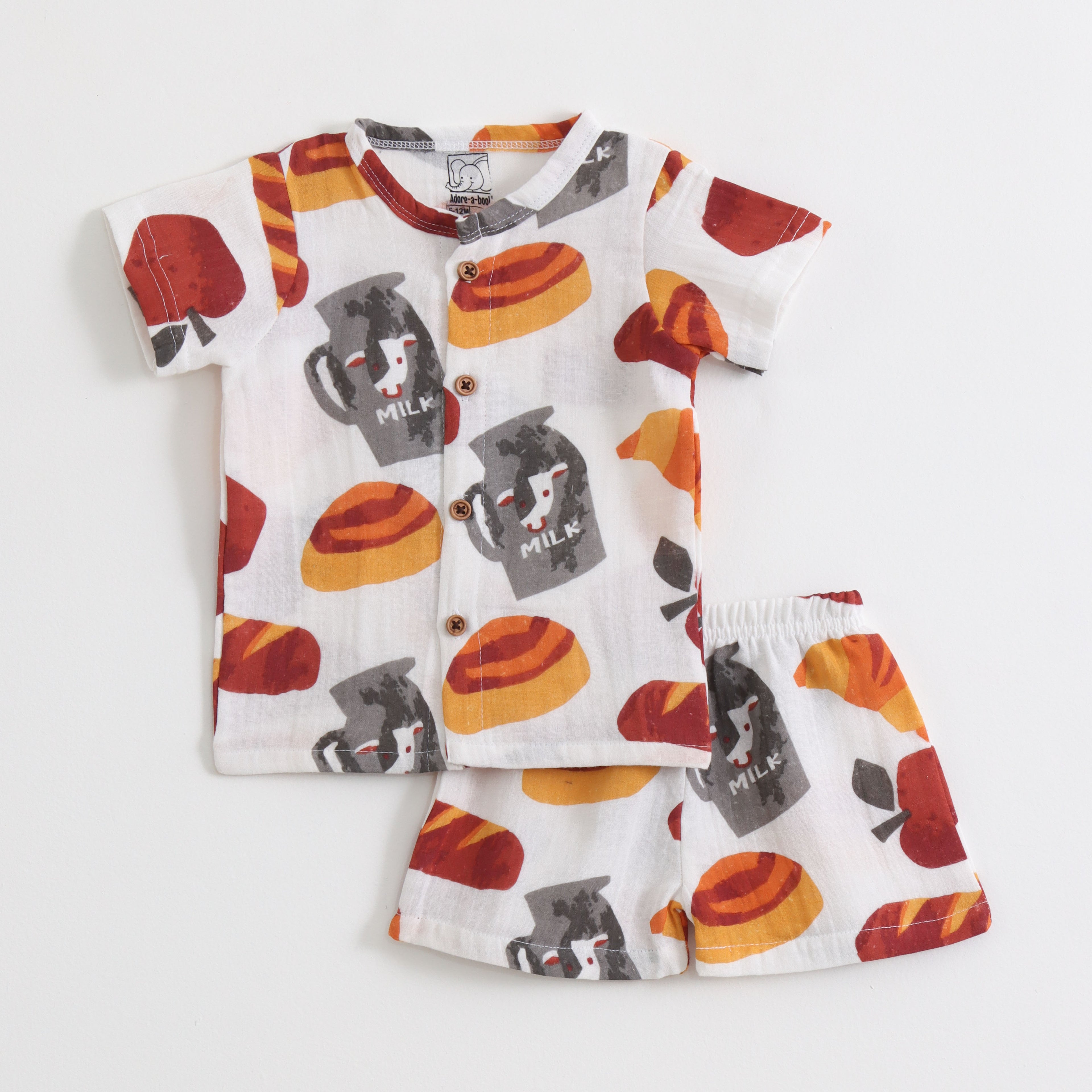 Multicolor Breakfast Print Kids Co-ord Set
