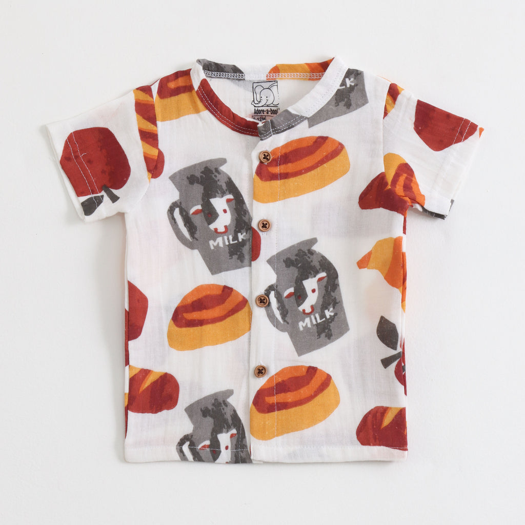 Multicolor Breakfast Print Kids Co-ord Set
